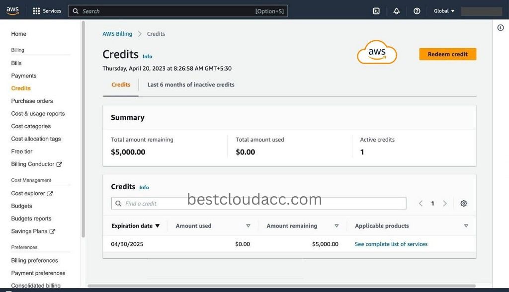 buy aws credit account